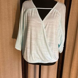Shirt by Ana size medium. Light teal. Elastic at bottom. Excellent condition.